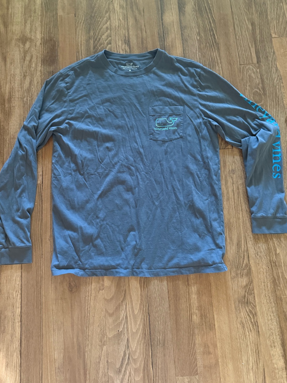 Vineyard Vines Slate Blue Long Sleeve Pocket Tee